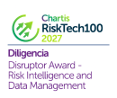 Award logo: Chartis RiskTech100 Disruptor Award - Risk Intelligence and Data Management