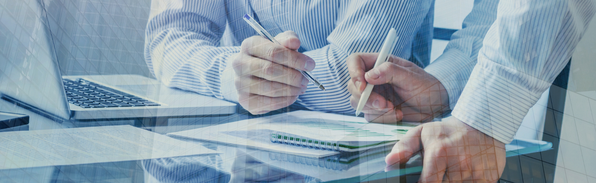 Two business people reviewing a document