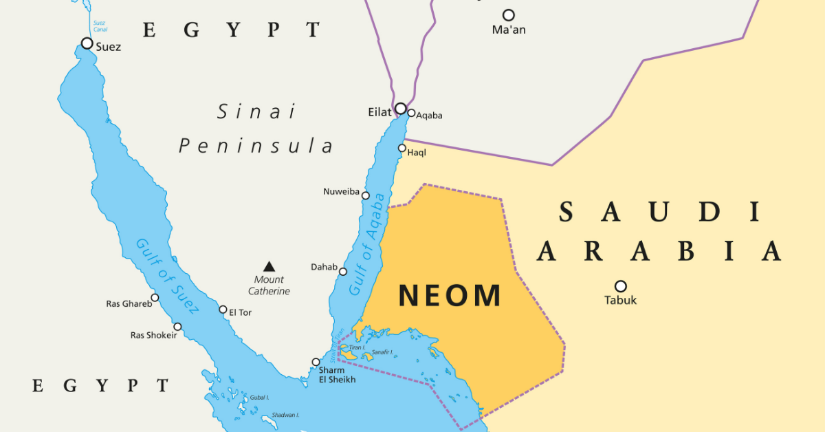 Map showing where the NEOM development will be